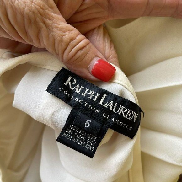 Ralph Lauren Collection Ivory Pleated Silk Max Skirt- Size 6 - Picture 4 of 5